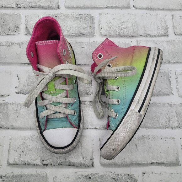 Converse Chuck Taylor All Star Sneakers Kid Size 11.5 High Ombré Rainbow Summer - Picture 1 of 7